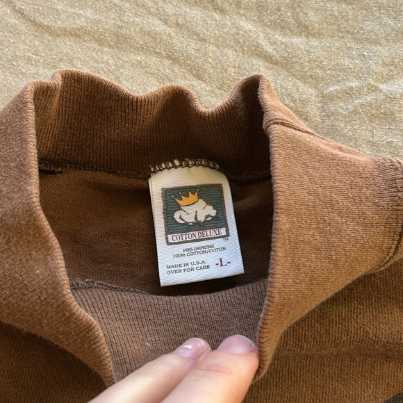 ✨ VNTG BROWN KOKOPELLI MOCKNECK LONG SLEEVE TEE SHIRT SZ LARGE - Picture 3 of 4